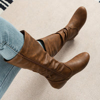 Justina | Botas Altas Planas de Mujer Fruncidas
