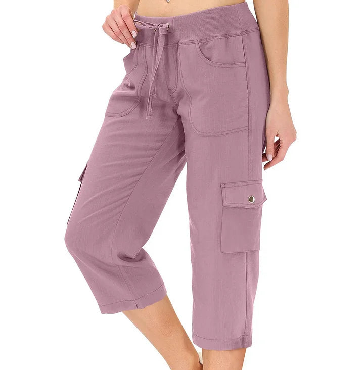 Noelia |  Pantalón Capri de Cintura Alta Cómodo con Bolsillos Prácticos