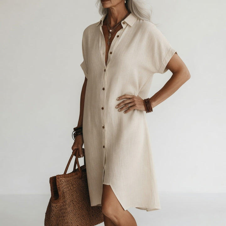 Alba | Vestido camisero midi transpirable elegancia parisina