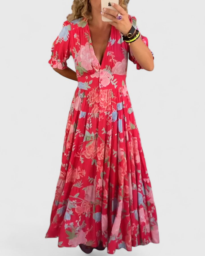 Mónica | Vestido floral con cuello en V
