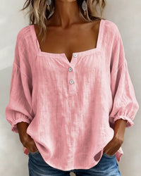 Carmen | Blusa Simple Cuello Cuadrado Manga Larga