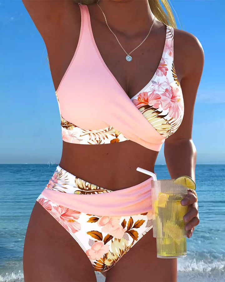 Anabel | Bikini con estampado floral en contraste y abertura