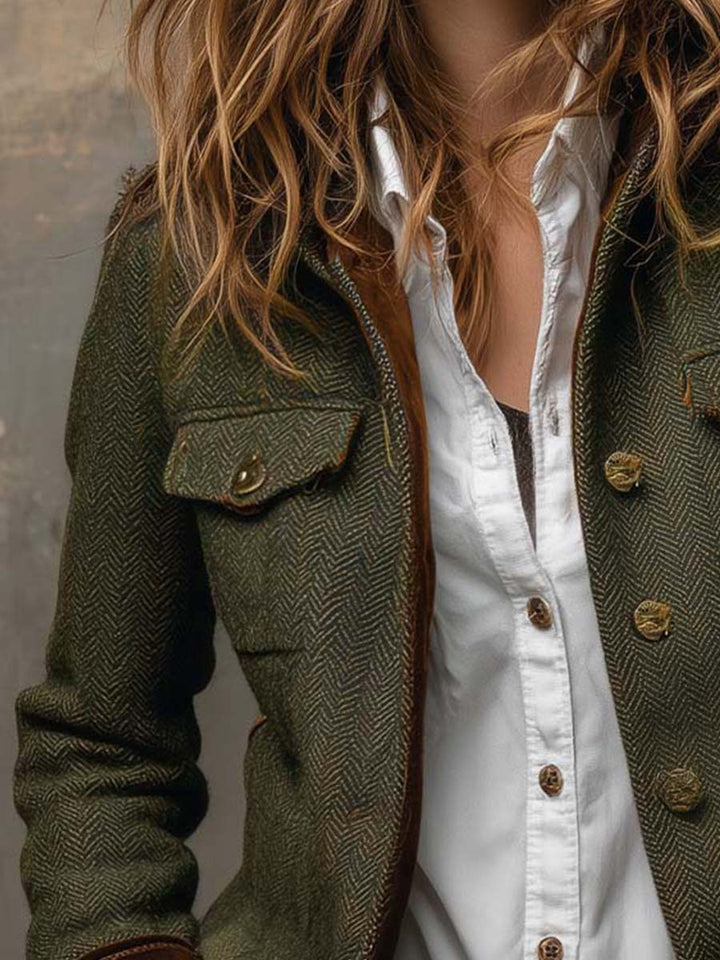 Ainara | Blazer de Mujer de Tweed con Ribete de Terciopelo