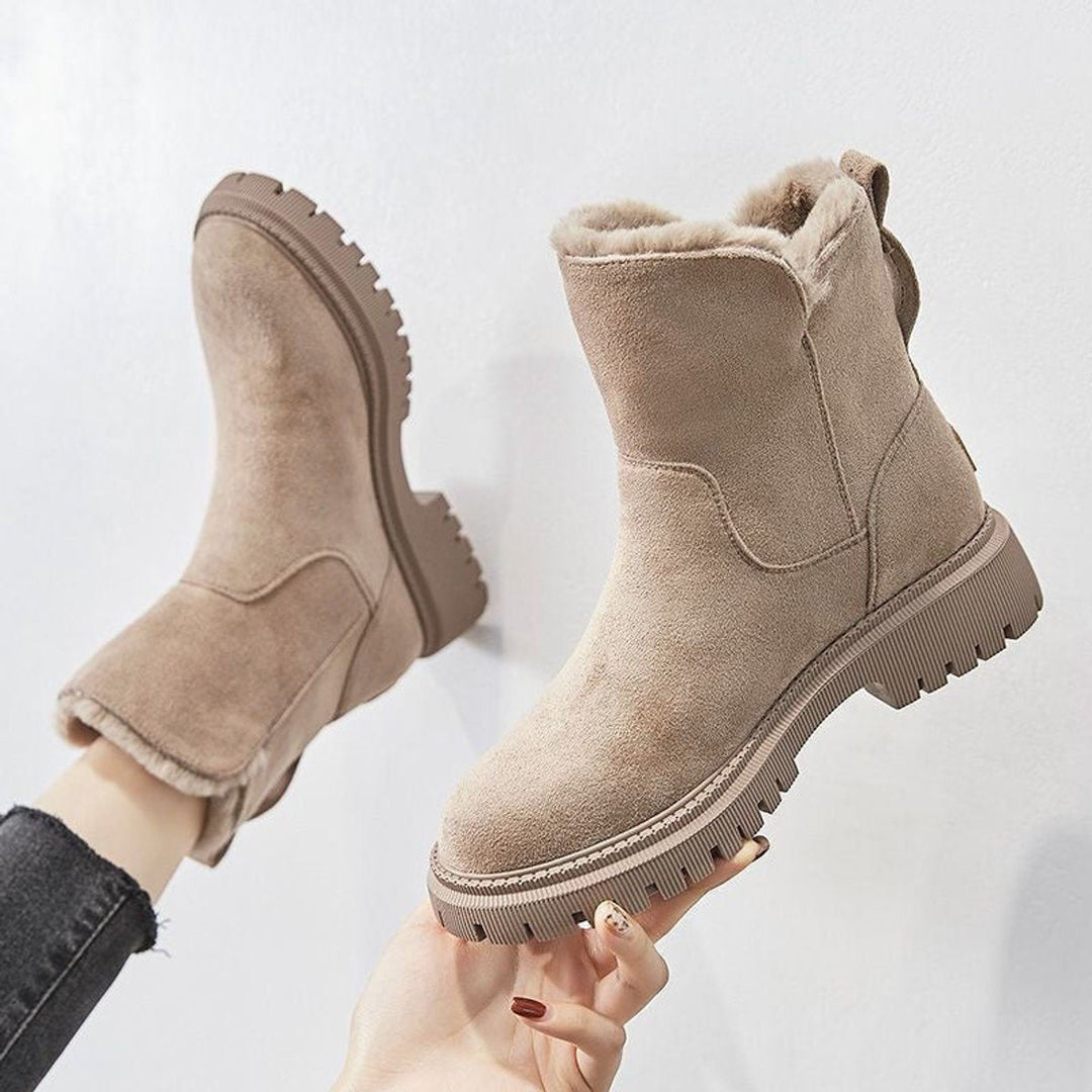 Maximina | Botines de Invierno de Ante sin Cordones Forrados
