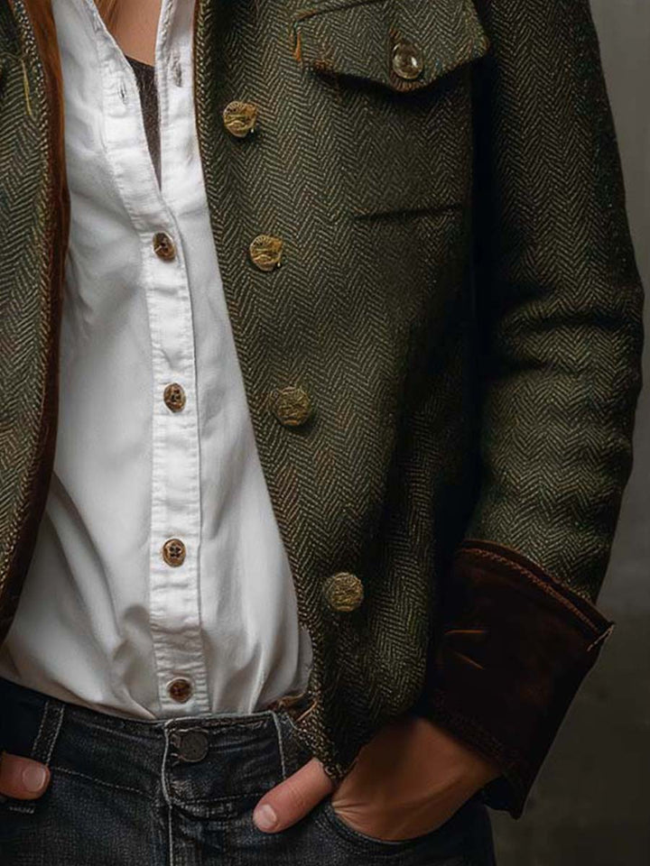 Ainara | Blazer de Mujer de Tweed con Ribete de Terciopelo