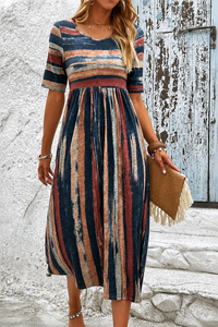 Nuria | Vestido Midi a Rayas que Disimula el Abdomen