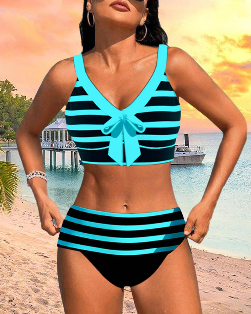 Agripina | Bikini de talle alto a rayas