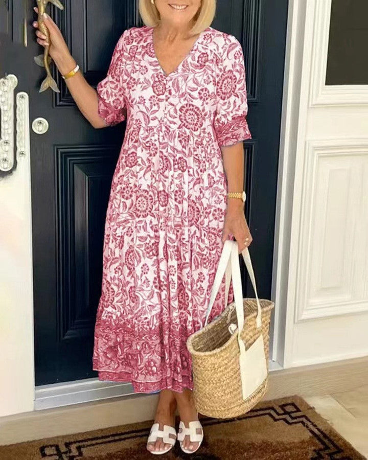 Manoli | Elegante vestido floral con cuello en V