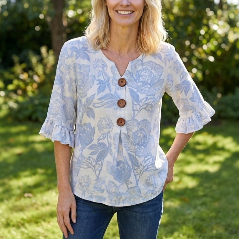 Irene | Blusa Vintage Con Estampado Floral