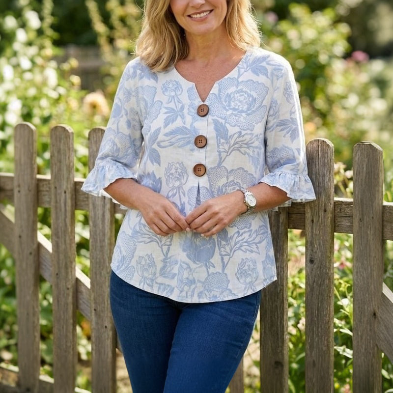 Irene | Blusa Vintage Con Estampado Floral