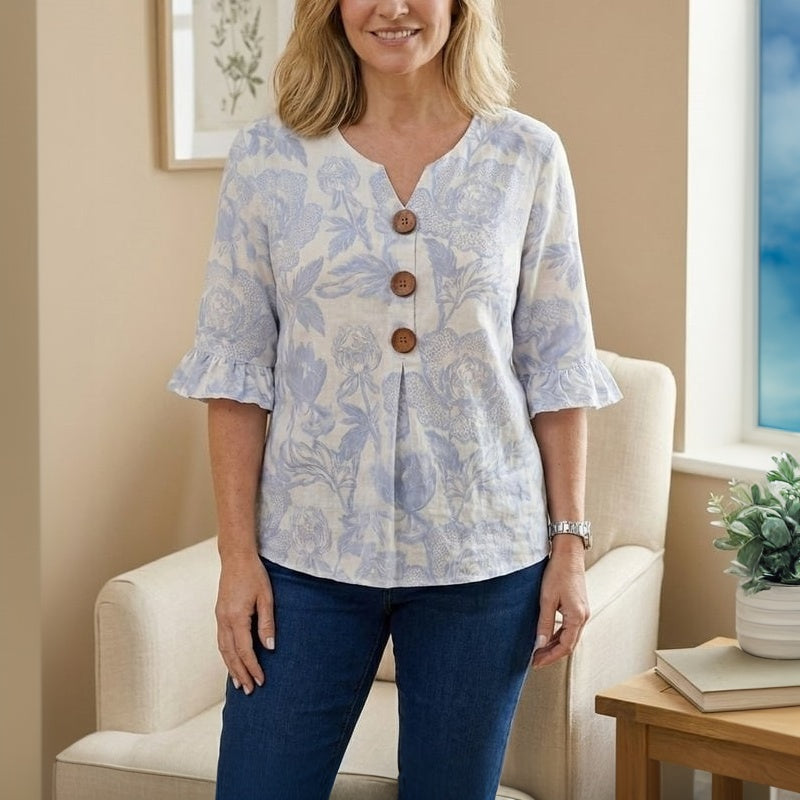 Irene | Blusa Vintage Con Estampado Floral