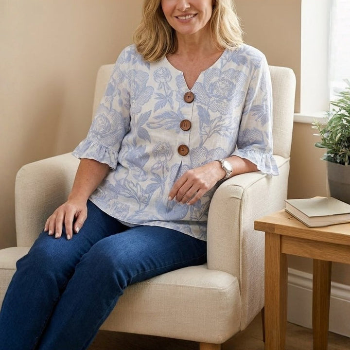 Irene | Blusa Vintage Con Estampado Floral
