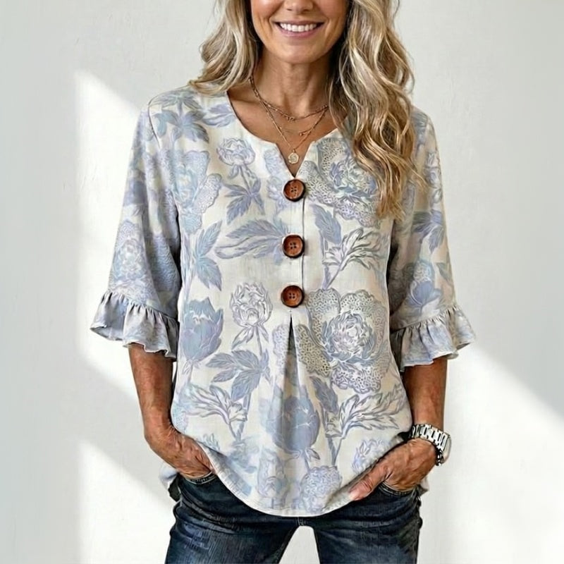 Irene | Blusa Vintage Con Estampado Floral