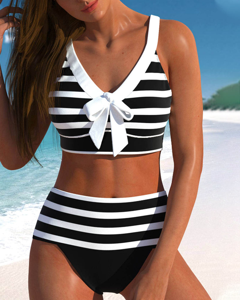 Agripina | Bikini de talle alto a rayas