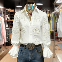 Victoria | Blusa casual floral con cuello chal