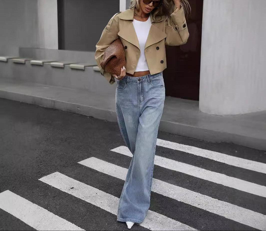 Reyes - Chaqueta Trench Corta de Mujer Cruzada