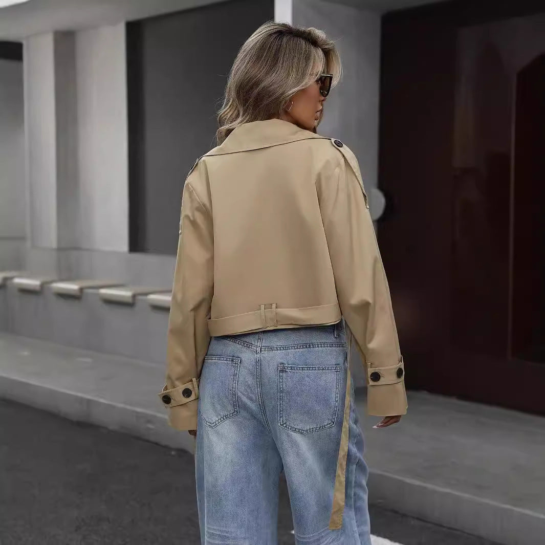 Reyes - Chaqueta Trench Corta de Mujer Cruzada