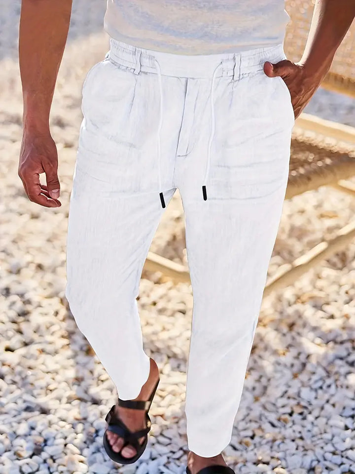 Daniel | Pantalones Largos De Lino Con Cordón