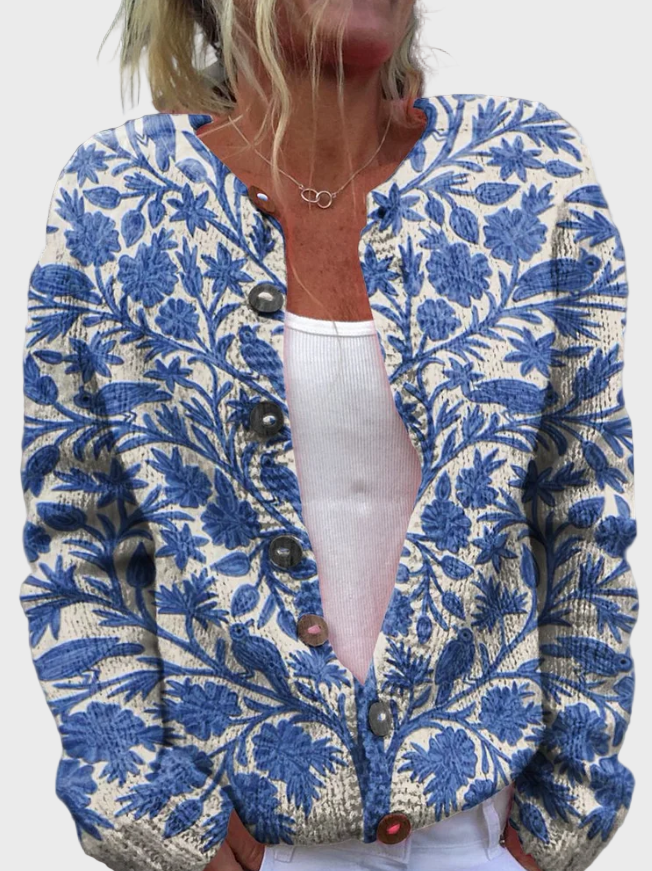 Chaleco de punto con diseño de flores