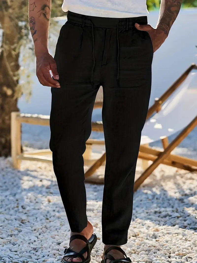 Daniel | Pantalones Largos De Lino Con Cordón