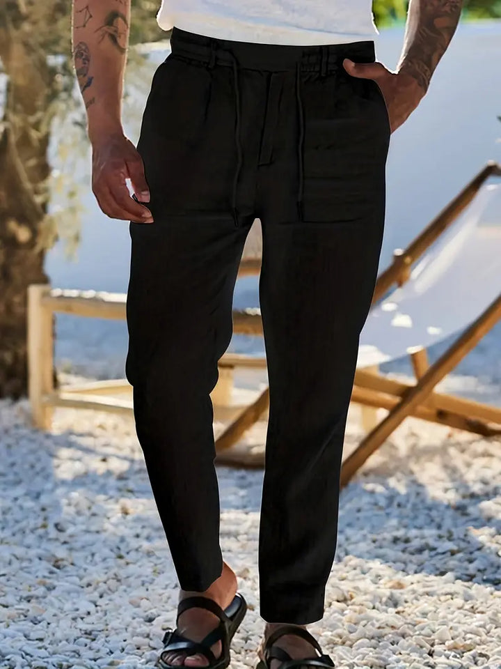 Daniel | Pantalones Largos De Lino Con Cordón