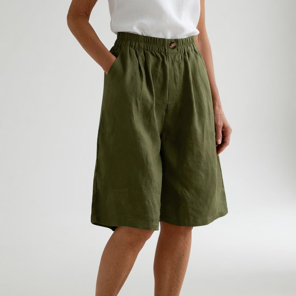 Isabella | Pantalones cortos de gran tamaño con cintura elástica, confort estival natural