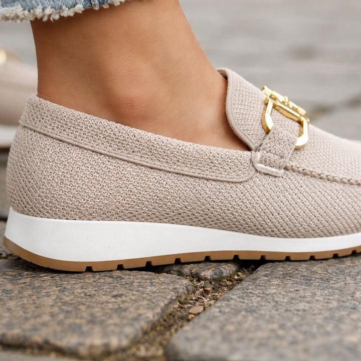 Rocío - Mocasines Ortopédicos de Mujer con Herraje Dorado