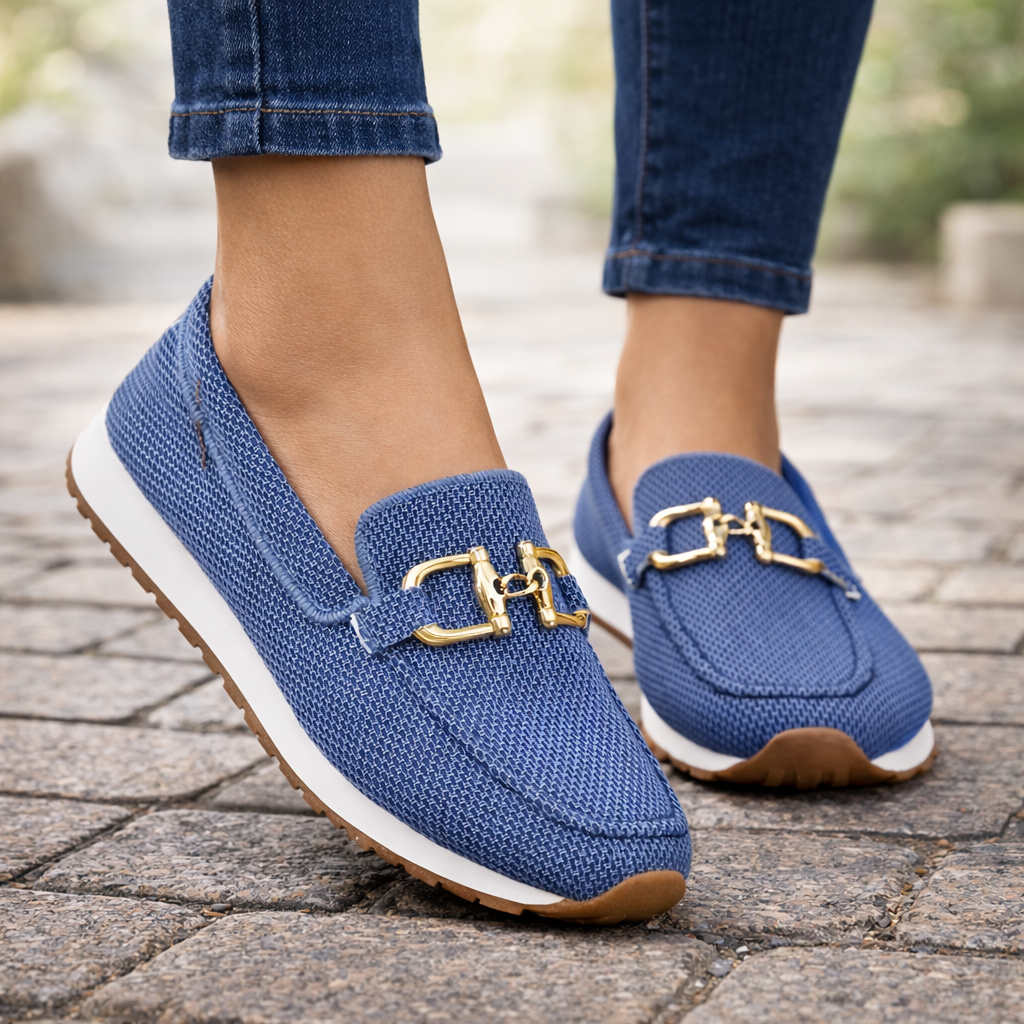 Rocío - Mocasines Ortopédicos de Mujer con Herraje Dorado