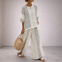 Teodora | Conjunto de Pantalón Estilo Rayas Algodón