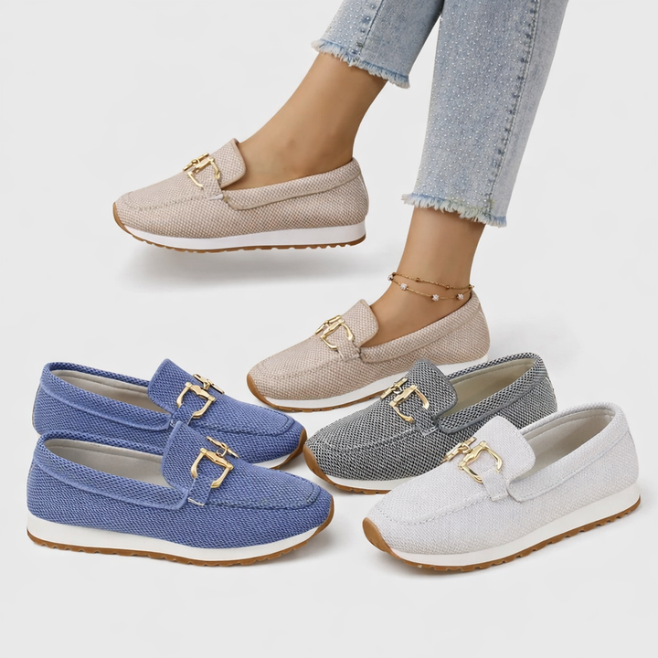 Rocío - Mocasines Ortopédicos de Mujer con Herraje Dorado