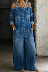Victoria | Mono de Denim con Hombros Descubiertos