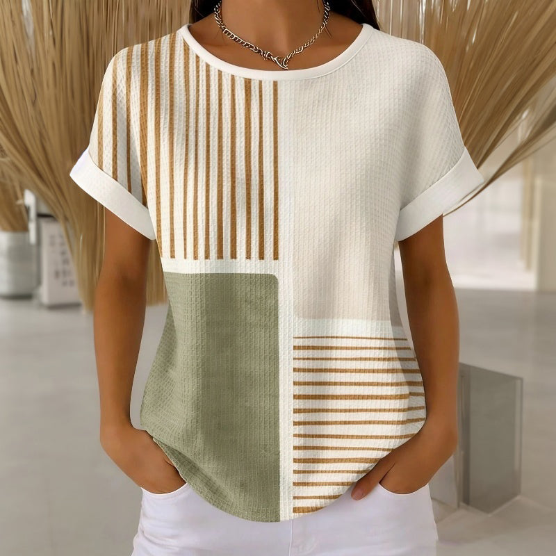 Andrea | Camiseta a rayas con bloques de colores
