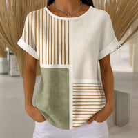 Andrea | Camiseta a rayas con bloques de colores