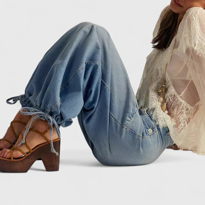 Delia | Pantalón Bohemio de Mujer con Bolsillos de Pliegues