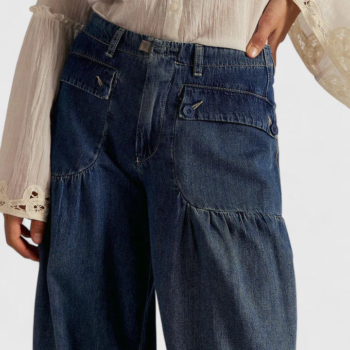 Delia | Pantalón Bohemio de Mujer con Bolsillos de Pliegues