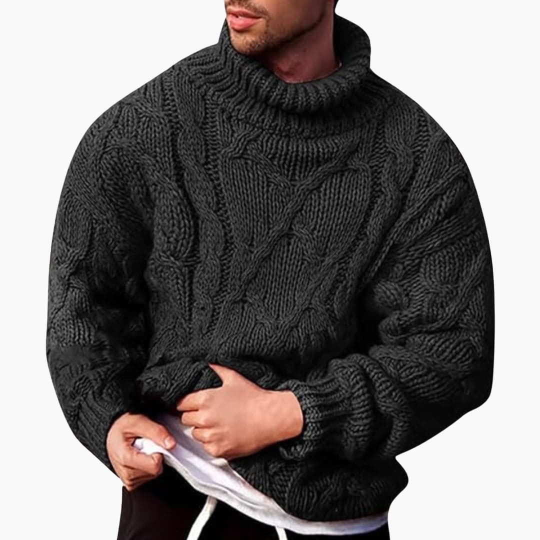 Efrén | Jersey de Cuello Alto de Hombre de Punto Trenzado