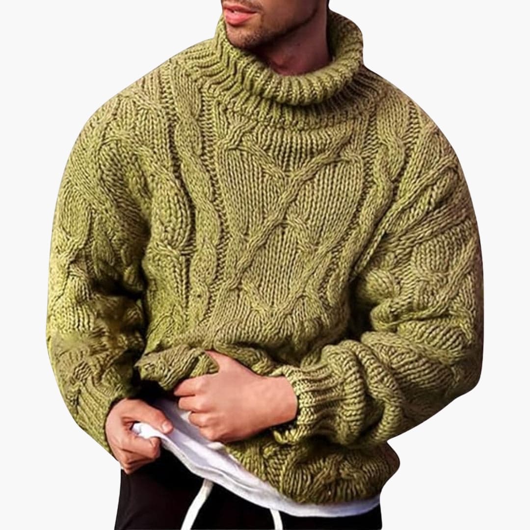 Efrén | Jersey de Cuello Alto de Hombre de Punto Trenzado