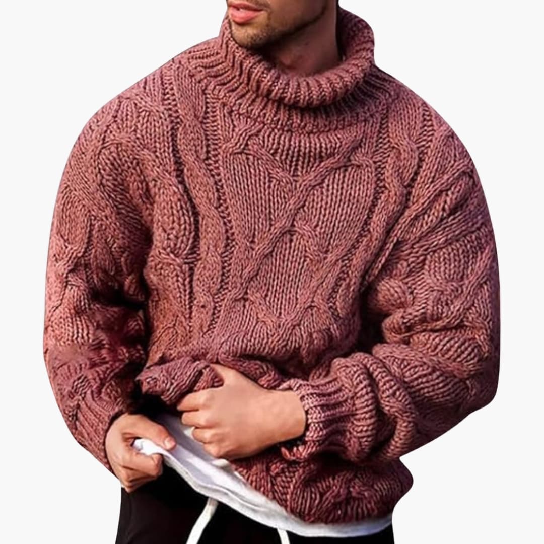 Efrén | Jersey de Cuello Alto de Hombre de Punto Trenzado