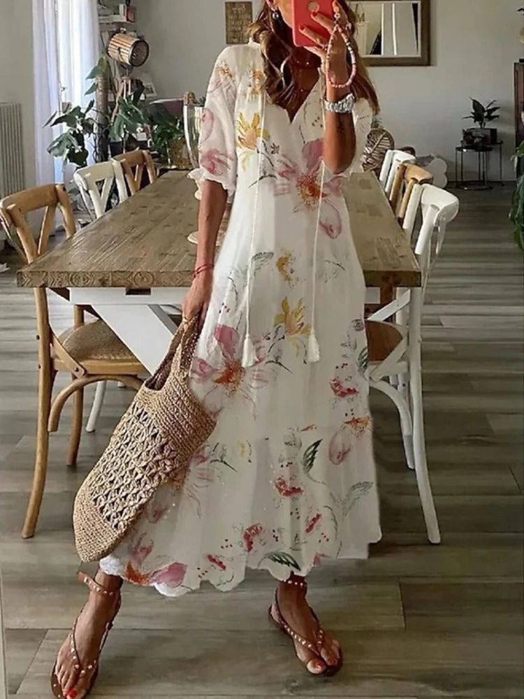 Irene | Vestido maxi floral de terciopelo elegante