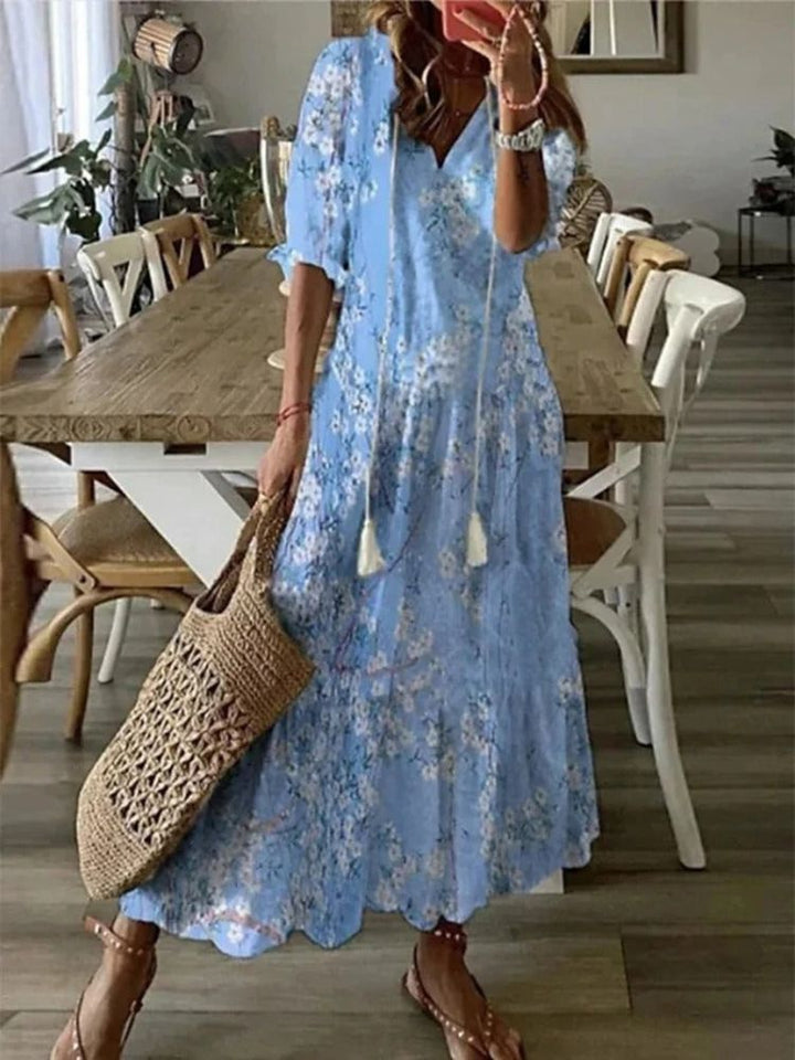 Irene | Vestido maxi floral de terciopelo elegante