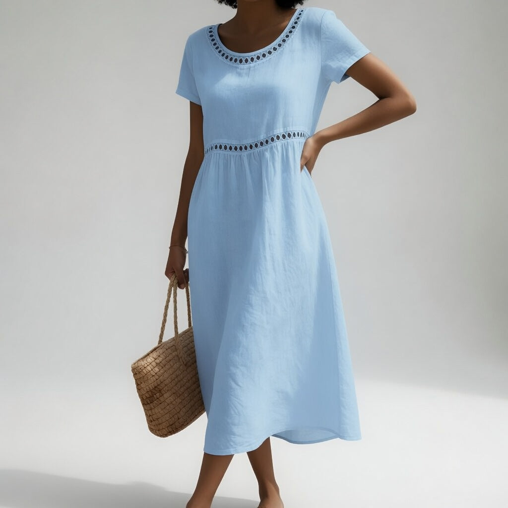 Inés | Vestido midi 100% algodón bordado feminidad suave