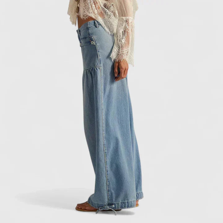 Delia | Pantalón Bohemio de Mujer con Bolsillos de Pliegues