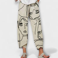 Aurora - Pantalón de Mujer con Estampado Artístico y Cintura Elástica