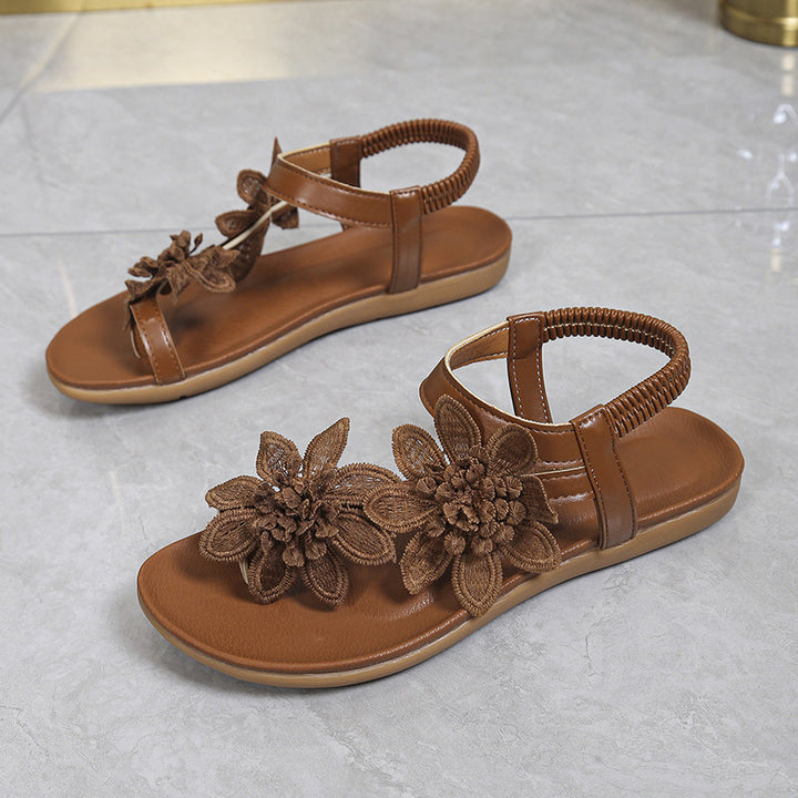 Beatriz | Sandalias Ortopédicas Con Flores Aplicadas