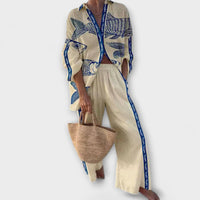 Conjunto Yazette con estampado de pez azul liviano