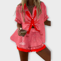 Conjunto Beatriz | Pallina Leve con Estampado de Langostas Rosa