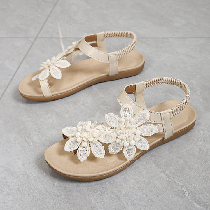 Beatriz | Sandalias Ortopédicas Con Flores Aplicadas