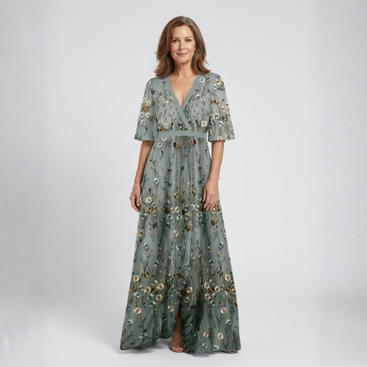 Cayetana | Vestido largo con estampado floral y escote en V
