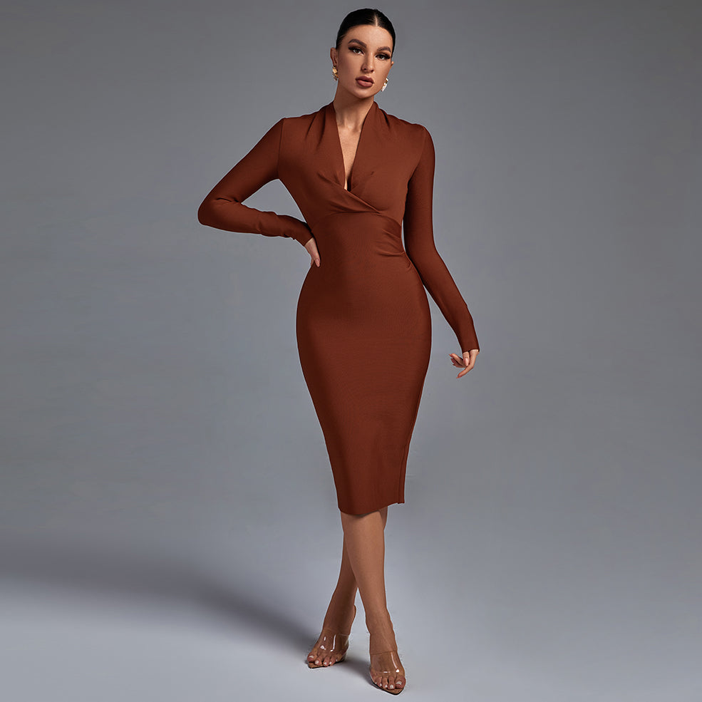 Samara | Vestido de Manga Longa con Escote en V