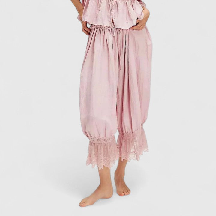 Flora | Pantalón de Mujer de Patchwork con Encaje